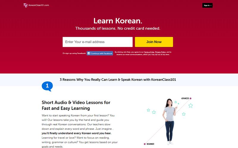 website Korean Class 101 học tiếng Hàn