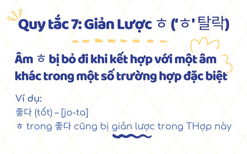 Quy tắc 7: Giản Lược ㅎ (‘ㅎ' 탈락)