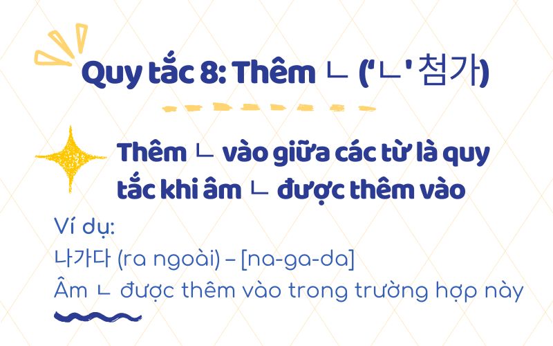 Quy tắc 8: Thêm ㄴ (‘ㄴ' 첨가)